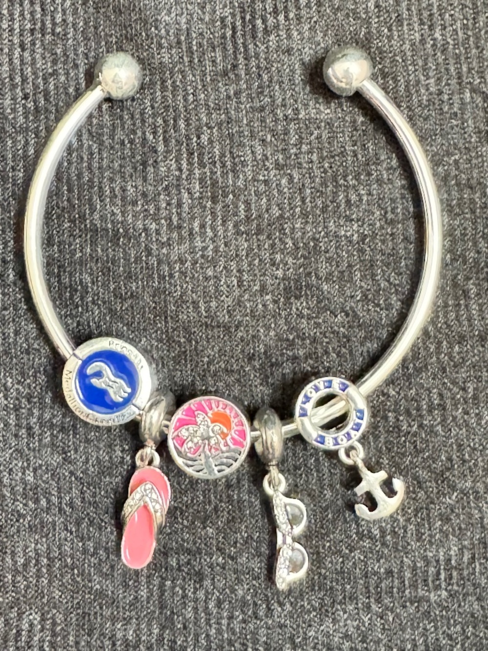 Princess Cruise Silver Charm Bracelet 5 Charms Love Boat